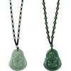 HOBBIESAY Maitreya - Collana con ciondolo a forma di Buddha, 2 pezzi, in 2 colori, con ciondolo a forma di Buddhismo, amuleto, con perle di cristallo sorridenti, Resina