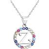 Sofia Milani - Collana da Donna in Argento 925 - con Pietre di Zircona Multicolore - Ciondolo Lettera