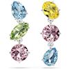 Swarovski Orecchini pendenti Gema Design Asimmetrico, Taglio Misto, Multicolore, Finitura Rodio