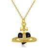 LNIEER Collana con ciondolo a forma di cuore punk Saturno per donna, alla moda, barocco con zirconia cubica e cuore Saturno Planet collana con ciondolo a forma di cuore Saturno