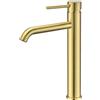 Detbom Miscelatore Lavabo Alto, DETBOM Rubinetto Monocomando Bagno Oro Spazzolato | Rubinetti Lavabo da Appoggio per Calda e Fredda Regolabile, Miscelatore Aeratore a Risparmio Idrico, Acciaio Inox 304