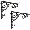 Relaxdays 4x Staffe per Mensole, Supporti dal Design Barocco, Reggimensola Angolari per Scaffali, Stile Vintage, Nero