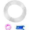 HUAZIZ Tubo pneumatico in poliuretano trasparente, 50 m, tubo flessibile per aria compressa, esterno 8 mm x interno 5 mm + 1 tagliatubi blu + 1 nastro in teflon rosa