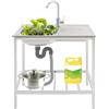 GramStudio Lavandino freestanding catering esterno con rubinetto girevole a 360°, lavello da cucina in acciaio inox con piano di lavoro, ripiano inferiore, lavello per ristorazione, garage, lavanderia, giardino