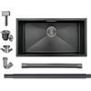 BoomHoze Lavello Cucina in Acciaio Inox, 75x45cm, lavello cucina 1 vasca | Lavello Sottotop, Grande Volume di Bacino, per Lavello Domestico, Lavanderia, Ristorante, con scarico e troppopieno, Nero
