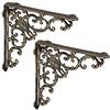 Relaxdays 4X Staffe per Mensole, Supporti dal Design Barocco, Reggimensola Angolari per Scaffali, Vintage, Bronzo