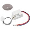 Hilacini Sensore di movimento a incasso, interruttore rilevatore a infrarossi PIR 220-240 V, 120° 6m con sensore crepuscolare regolabile 20-2000 Lux, tempo 10s-7min, mini rilevatore di luce interna esterna