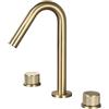Generic Miscelatore per lavabo in ottone massiccio a 3 fori con doppia maniglia e beccuccio girevole a 360°, montaggio su piano del bagno (oro spazzolato)