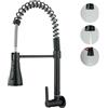 LIWEIKE Rubinetto per acqua fredda nero, rubinetto per acqua fredda girevole a 360° con 3 tipi di getto, rubinetto solo per acqua fredda, rubinetto da cucina a parete