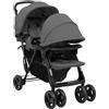 vidaXL Passeggino gemellare tandem Grigio scuro Acciaio