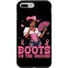 Black Cowgirl Breast Cancer Awareness Pi Custodia per iPhone 7 Plus/8 Plus Stivali sul terreno afroamericano cancro al seno Cowgirl