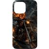 Motorghast Garage Custodia per iPhone 13 Pro Max Testa di zucca fiammeggiante Chopper Rider Halloween Biker