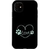 ASBDOGZY Custodia per iPhone 11 Verde menta Cane zampa stampa cuore amore per i cani amanti degli animali domestici