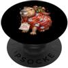Merry Christmas Wrap Ribbon Bow Stars Xm Capybara - Carta da regalo con Babbo Natale, decorazione con agrifoglio PopSockets PopGrip Adesivo