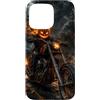 Motorghast Garage Custodia per iPhone 15 Pro Max Testa di zucca fiammeggiante Chopper Rider Halloween Biker