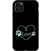 ASBDOGZY Custodia per iPhone 11 Pro Max Verde menta Cane zampa stampa cuore amore per i cani amanti degli animali domestici