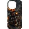 Motorghast Garage Custodia per iPhone 13 Pro Testa di zucca fiammeggiante Chopper Rider Halloween Biker