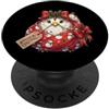 Merry Christmas Wrap Ribbon Bow Stars Xm Carta regalo con gallina, gallo, pupazzo di neve, agrifoglio PopSockets PopGrip Adesivo