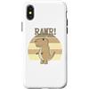 Retro Sundown Design Custodia per iPhone X/XS Distressed Cute And Angry Dino Seppia Retro Tramonto