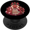 Merry Christmas Wrap Ribbon Bow Stars Xm Carta regalo con gallina, gallo, Babbo Natale, agrifoglio PopSockets PopGrip Adesivo