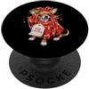 Merry Christmas Wrap Ribbon Bow Stars Xm Carta da regalo a forma di bastoncino di zucchero chihuahua, ornamento con agrifoglio PopSockets PopGrip Adesivo
