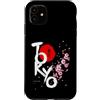 CRAZEELEBAH JAPAN INC Custodia per iPhone 11 Arte vintage Tokyo Giappone Sakura rosso sole pennellata