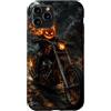 Motorghast Garage Custodia per iPhone 11 Pro Testa di zucca fiammeggiante Chopper Rider Halloween Biker