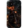 Motorghast Garage Custodia per iPhone 11 Testa di zucca fiammeggiante Chopper Rider Halloween Biker