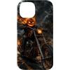 Motorghast Garage Custodia per iPhone 14 Testa di zucca fiammeggiante Chopper Rider Halloween Biker