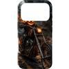 Motorghast Garage Custodia per iPhone 17 Pro Testa di zucca fiammeggiante Chopper Rider Halloween Biker