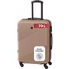 BERTOO Milano Valigia da viaggio rigida XL 70L, bagaglio in ABS resistente con 4 ruote girevoli rimovibili e lucchetto a combinazione, Champagne
