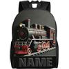 ASD Jewerly Treno personalizzato a tema zaino regalo, nome personalizzato costruzione camion ingegneria veicoli a tema stampa Casual zaino per laptop borsa daypack
