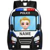 ASD Jewerly Personalizzato auto di polizia a tema zaino regalo, nome personalizzato costruzione camion ingegneria veicoli a tema stampa Casual zaino per laptop Daypack Borsa