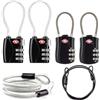 YSSHUI TSA Lucchetto per bagagli, lucchetto con combinazione numerica e cavo in acciaio, lucchetto di sicurezza da viaggio, lucchetto per valigie, bagagli da viaggio, 4 neri. (Nero),LuggageLocksX4-N
