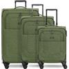 REDOLZ set 3 valigie morbide espandibili | trolley da viaggio leggeri con 4 doppie ruote e serratura TSA | cabina media grande per donna e uomo - Essentials 12