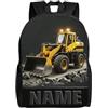 ASD Jewerly Bulldozer personalizzato a tema zaino regalo, nome personalizzato costruzione camion ingegneria veicoli a tema stampa Casual zaino per laptop borsa daypack