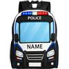 ASD Jewerly Personalizzato auto di polizia a tema zaino regalo, nome personalizzato costruzione camion ingegneria veicoli a tema stampa Casual zaino per laptop Daypack Borsa