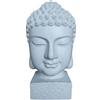 Relaxdays Testa di Buddha, 70x45x45 cm, decorazione zen interno/esterno, resistente alle intemperie e al gelo, bianca
