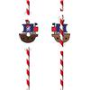 Amscan 9909923 - Cannucce di carta, motivo pirati, confezione da 8, decorazione da tavola, per compleanno, carnevale, feste a tema
