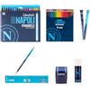 PRESTIGE & DELUXE Kit Scuola 42 Pezzi Napoli - Set Cancelleria con 18 Matite Colorate, 18 Pennarelli, 2 Penne Gel, Matita, Righello, Colla 20g e Temperino 2 Fori - Ideale per Elementari e Media + portachiave squadra