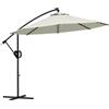 Outsunny Ombrellone a Braccio a 8 Stecche con Base a Croce, in Alluminio, Metallo e Poliestere, Ø293x260 cm, Crema|Aosom