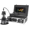 LLOOPK Cercatore di Pesci, 7 Pollice 20m 50m 100m Videocamera di Pesca Subacquea Finder IP68. Impermeabile 38. Le. Telecamera Rotante DS a 360 Gradi(F8200B-2L-20M)