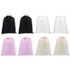 CLISPEED 8 Pezzi Sacchetti per Scarpe da Viaggio Non Tessuto Coulisse, Nero, Beige, Rosa e Bianco, per Organizzazione e Viaggio, per Scarpe e Calze