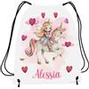 Caribu design Sacca Personalizzata con Nome per Asilo, Scuola Materna Elementare, Nido, Sport - Zaino Bimba Bambina Principessa Unicorno Cuori - Idea Regalo