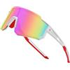 DUCO Occhiali da sole sportivi polarizzati per uomo donna protezione UV400 baseball ciclismo corsa pesca occhiali da sole DC0068, Bianco Telaio Revo Rosa Lente