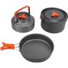 plplaaoo Set da cucina da campeggio con custodia per bollitore per il tè Padella Set di pentole da campeggio portatile per escursionismo in campeggio Cucina all'aperto Kit da 3 pezzi in
