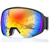 Yeerain Maschera da Sci, Maschera Sci Uomo Donna Occhiali da Sci OTG per Occhiali da Vista, Maschera Snowboard Anti-UV, Anti-Nebbia Specchiato Sfericamente Occhiali Sci-Blu Rosso