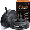YUNSCM 2 camere d'aria resistenti da 66 cm per bicicletta, 26 x 1,25/1,50 AV, valvola Schrader 26, compatibili con pneumatici per biciclette da 26 x 1,25, 26 x 1,35, 26 x 1,4, 26 x 1,5