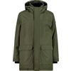 CMP - Giacca lunga da bambino con cappuccio fisso, Olive, 176