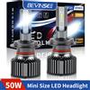 BEVINSEE H7 H1 Lampadine per fari a LED H4 9004 9007 9008 Fascio Hi-Lo H11 H3 HB3 9005 HB4 9006 880 881 Fendinebbia a LED 50W 6000LM 12V